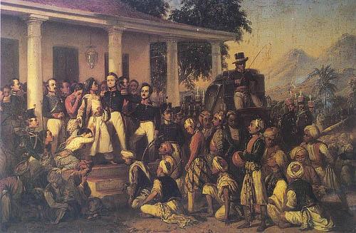 Raden Saleh Depicts the arrest of prince Diponegoro at the end of the Javan War Norge oil painting art
